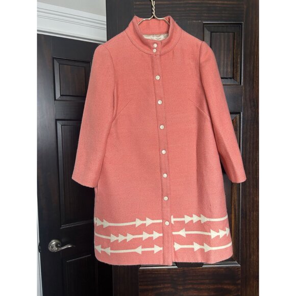 Lauren Moffatt Pink Wool Coat Size Small - Picture 2 of 7